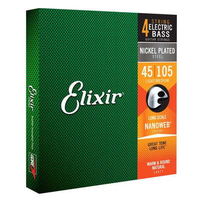 Elixir Strings NANOWEB - Basgitaarsnaren Elektrisch - Nickel Plated Steel - 4-Snarig Long Scale - Medium 45-65-85-105