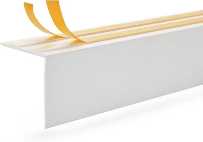 QUEST PVC hoekprofiel randbescherming, afdeklijst voor gordijnrail - 734-LK (wit, 50 x 20 mm)