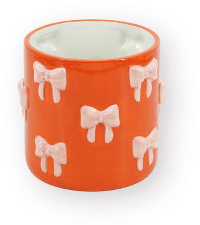 Housevitamin Plantenpot Strikjes – Dolomiet – Oranje & Roze – 15,5x15,5x16 cm – Waterdicht – Design Bloempot – Speelse Eyecatcher
