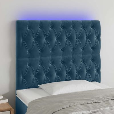 vidaXL - Hoofdbord - LED - 100x7x118/128 - cm - fluweel - donkerblauw