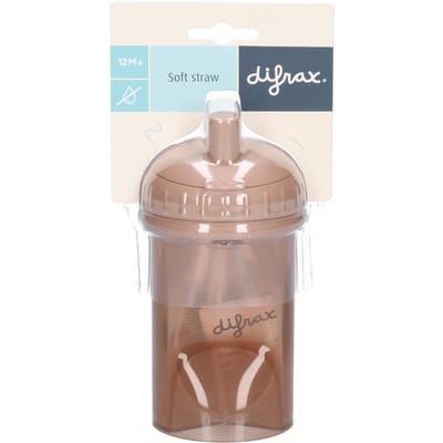 Difrax Rietjesbeker Drinkbeker - 250 ml - 12+ Maanden - Bruin - 1 stuk