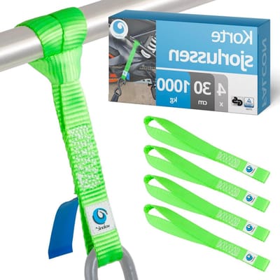 Sjorlussen - Bevestigingslussen Spanbanden - Motortransport Vastzetten - TÜV Rheinland Gecertificeerd - 4 x 30cm 1000kg - Groen