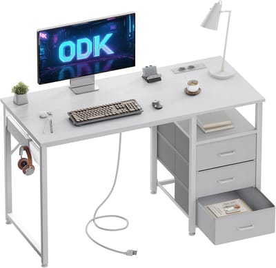 Bureau met 3 Laden en USB Poorten - Omkeerbaar Computer Bureau voor Thuis of Kantoor