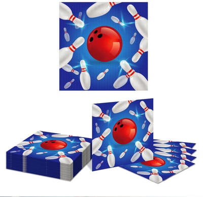 Dailygoods- Bowlingservetten 20 stuks - Papieren Servetten - Feestartikelen - Bowling Thema - Verjaardag/Babyshower - Hoogwaardig Materiaal - Feestservetten