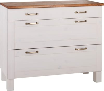 Alby Ladenkast met 3 Lades - Wit/Honingkleurig Grenen - 100 cm