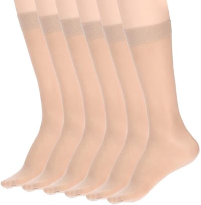 Nylon Kousen 6 Paar - Dames Kousen - Beige - Kousen voor Dansfeesten - Verstelbare Pasvorm - Lichtgewicht Nylon