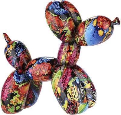 Pop art ballonnen hond - beeld hond - hoogte 18 cm - kunstwerk in jouw huiskamer - hondje