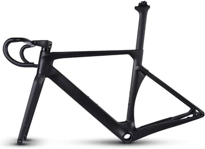 700C Carbon Road Bike Frame – 49 cm – Schijfrem – Volledige Interne Kabelgeleiding – Inclusief Carbon Vork, Zadelpen, Doorlopende As en Geïntegreerd Stuur – Voor BB86 Bracket & 142×12 mm Achteras
