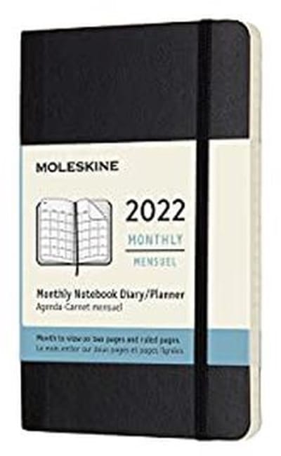 Maandkalender 2022 - 12 maanden notitiecalender pocketformaat met zachte omslag