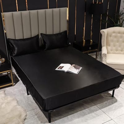 1 stuk hoeslaken met elastiek satijn zijde gladde stof laken Queen/King Size matrasovertrek 180*200 hoeslakens 152x203x30cm