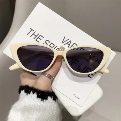 Lunettes de soleil de haute qualité pour femme style rétro, sens senior, tempérament, œil de chat, protection solaire UV 400, verres océan, lunettes d'été As picture shown