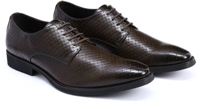 ALLTHEMEN Heren Gevlochten Veter Leren Schoenen – Platte Zool – Moderne Formele Schoenen - 42