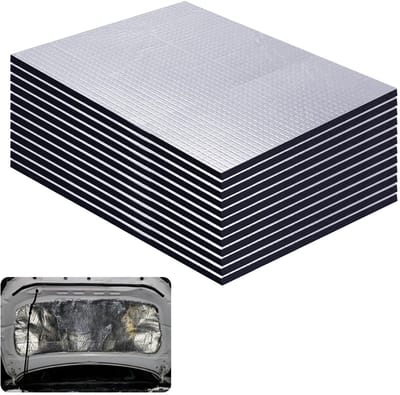 Dailygoods- Isolatiematten 12 Stuks - Geluidsisolatie - Warmte-isolatie - Zelfklevend - Rubber/Aluminium - Professionele Bescherming
