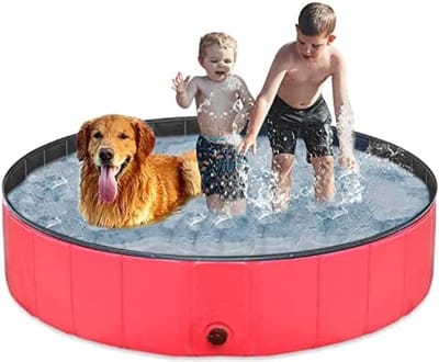 Hondenzwembad Opvouwbaar, Honden Zwembad Badkuip PVC Antislip Stevig Kinderen Huisdier Badkuip voor Tuin Patio Badkamer (Rood 120 * 30)