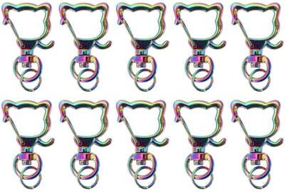 Dailygoods- Karabijnhaak Berenvorm - Sleutelhanger - 10 Stuks - Zinklegering - Lichtgewicht - Roestbestendig - 360° Draaibaar