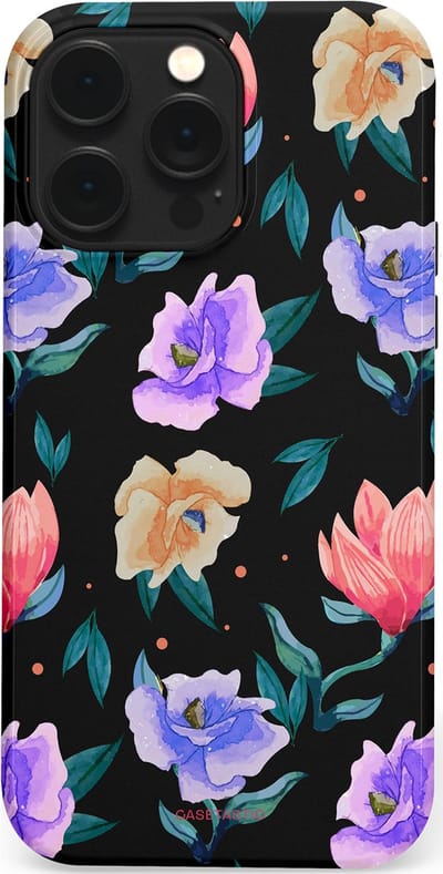 Casetastic hoesje geschikt voor Apple iPhone 14 Pro Max - MagSafe - Dubbellaagse bescherming - Avondtuin - Fashion Case - Zwart Petrol Lavendel