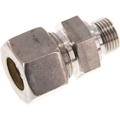 G 1/2'' Buitendraad x 20S RVS Rechte Knelfitting met FKM Afdichting 400 Bar DIN 2353 - FL2S-MO-STFP-012G-20-S