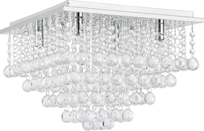 Plafondlamp Veli Prisma 28x38x38 met kristallen chroom 4xG9