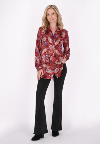 usha Blouse Dames Rood Veelkleurig