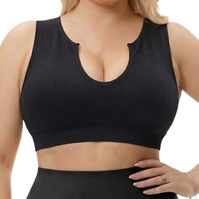 Naadloze Corrigerende Top Dames - Crop Top - Zwart - Maat S - Shaping Top - Rib Stof - Sport Bh - Shapetape - Sport top