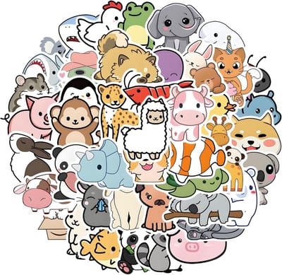 longziming - Stickers - Telefoon Stickers - Dieren Stickers - 50 stuks - Olifant ontwerp - Waterbestendig vinyl - CE-gecertificeerd - Ftaalvrij