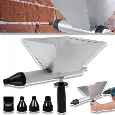 Voegspuit Met 4 Verwisselbare Sproeiers - Automatische Elektrische Mortelspuit Ergonomisch Ontwerp - Koolstofstaal Trechtervulling Arbeidsbesparend Lager - Zilver & Zwart