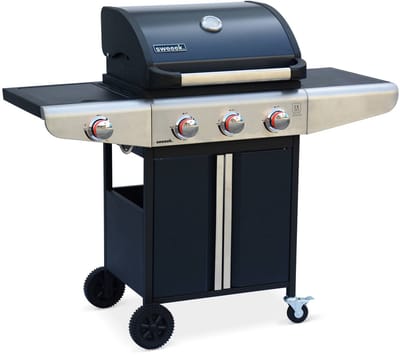 sweeek - Gasbarbecue 3 branders + 1 zijbrander met zijplanken en thermometer - bazin 3
