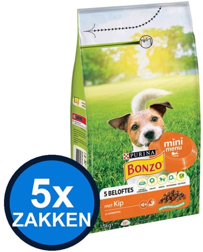 5x Bonzo - Mini Menu Kip - Hondenvoer Droogvoer - 1.5 kg
