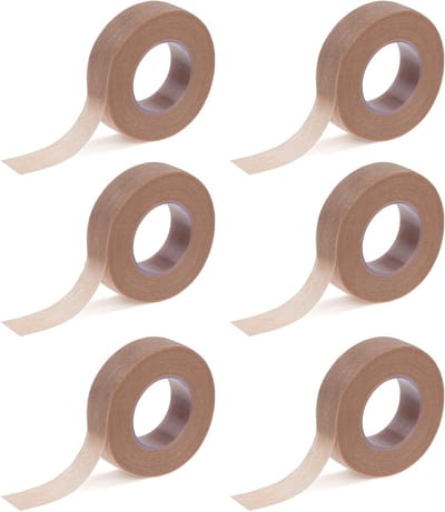 Beige Micropore Tape 6 Rollen, 1.2 cm x 9.14 m, Zelfklevende Ademende Band voor Wondverzorging, Neus Tape en Sportblessures