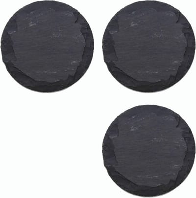 3x leisteen borden I rond I 25x0,5 cm I sushi bord stenen bord leisteen bordenset leisteen serveerborden smal kaarsbord