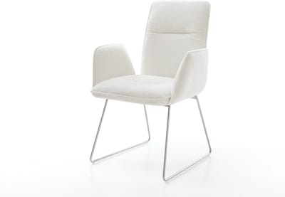 Gestoffeerde-stoel Vinja-Flex slipframe roestvrij staal bouclé zacht beige