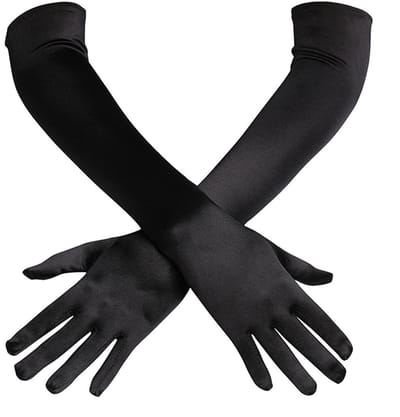 Dailygoods- Avondhandschoenen Elegant - Lange Handschoenen Dames - Satin Classic - 1920 Gala Handschoenen - Zwart - Hoogwaardig Spandex