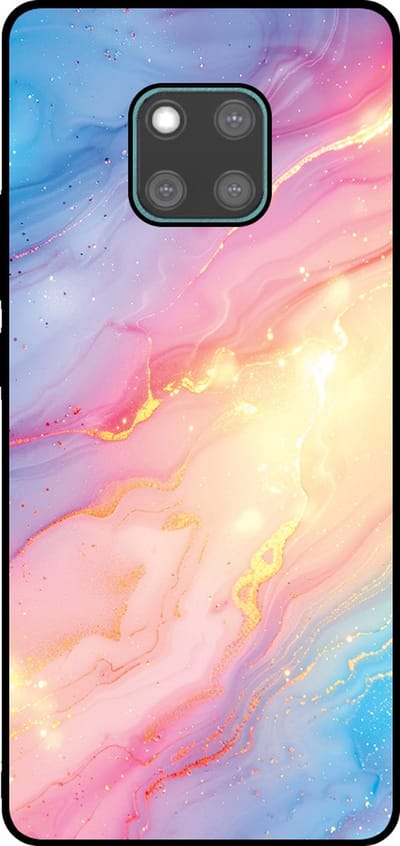 Smartphonica Telefoonhoesje Geschikt voor Huawei Mate 20 Pro met Regenboog Glitter Marmer Opdruk - TPU Backcover Case Rainbow Glitter Marble Design geschikt voor Huawei Mate 20 Pro