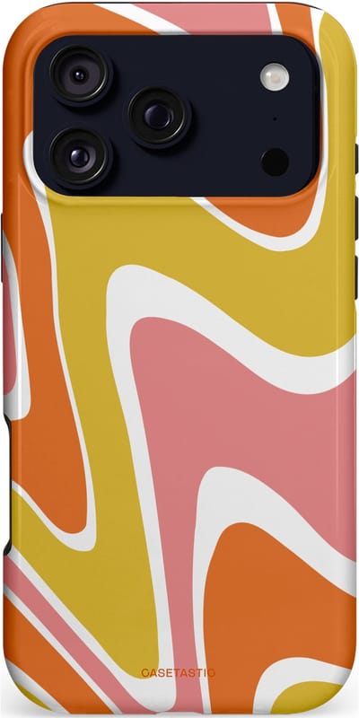 Casetastic hoesje geschikt voor Apple iPhone 17 Pro Max - MagSafe - Dubbellaagse bescherming - Retro rave - Fashion Case - Goud Terracotta Koraal Wit