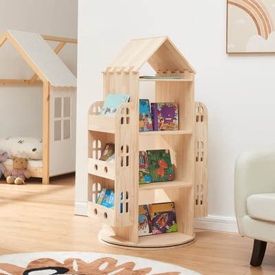 Kinderboekenkast Sanköre 122x64x43 cm naturel [en.casa]