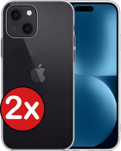 Hoesje - 2 Stuks - Geschikt voor Apple iPhone 15 - Sterk & Shockproof - Telefoonhoes - Back Cover - Case Siliconen - Telefoon Hoes - Transparant