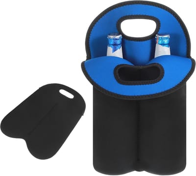 Wijntas - Draagtas voor 2 flessen wijn met veilige handgreep. Geïsoleerde neopreen wijnfleshouder voor twee flessen. Herbruikbare geïsoleerde wijntassen voor op reis en feestjes.