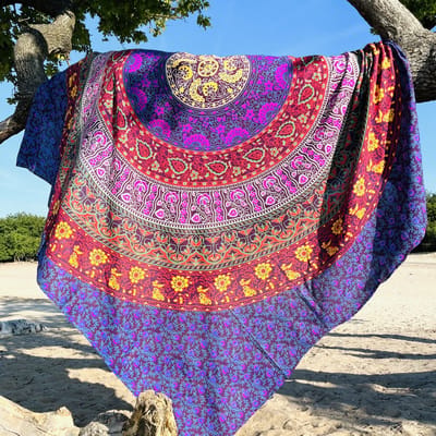 Lindian style - XL Strandlaken - groot strandkleed - Paars/Geel/groen/roze - zomer pakket - cadeau personeel - Duurzaam katoen - Dun standkleed