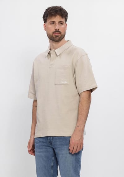 PURE PATH Structured Polo Polo's & T-shirts Heren - Polo shirt - Beige - Maat S