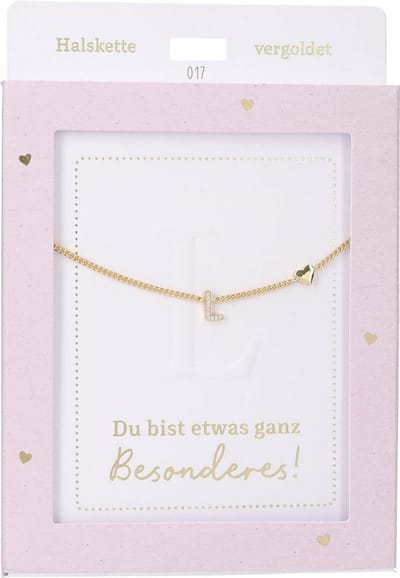 Depesche ketting goud met letter L en hartje - sieraden cadeau.