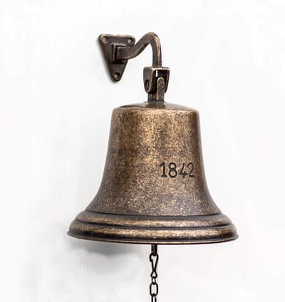 Scheepsbel messing luid geluid Ø 18 cm hoogte 13,5 cm tuindecoratie vintage bel