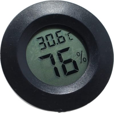 Thermometer Digitaal Binnen - Kleine Hygrometer - Luchtvochtigheidsmeter - Zwart - Rond