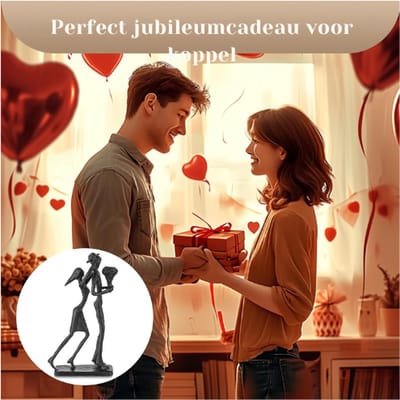 Ijzeren Geschenken Voor 6e Verjaardag - Paar Liefde Sculptuur - Ijzeren Jubileum Cadeau Voor Paar Haar Vriendin Vrouw Hem Zwart Beeldje Metalen Beeldjes Voor Bruiloft Kerst Verjaardag