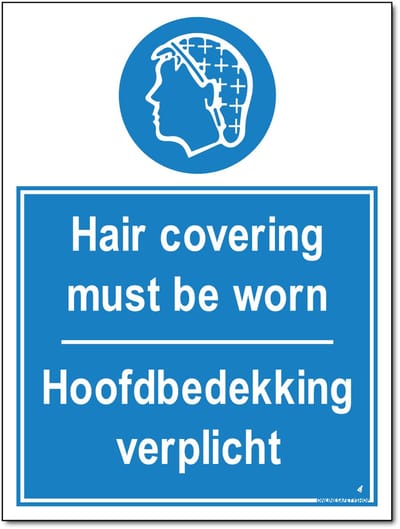 Hoofdbedekking bord - Hair covering required - Forex - 30 x 40 cm