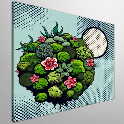 Pop art mos schilderij | Prachtige mozaïek meesterwerk geïnspireerd op populaire cultuur en natuur | Kunst - 30x30 centimeter op Canvas | Foto op Canvas