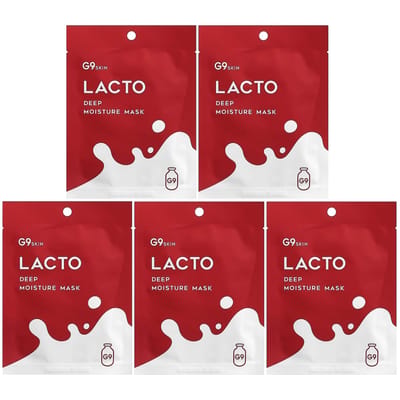 G9skin, lacto, deep moisture beauty mask, milk, 5 sheets, 22ml (0.74fl oz) per sheet white