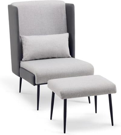 Comfortabele Fauteuil met Voetenbank Stof/Kunstleer Woonkamer Relaxstoel
