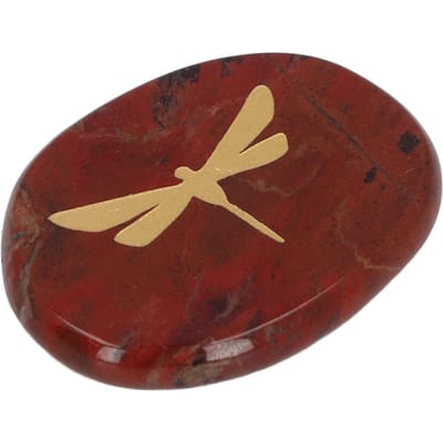 Pierre d'inquiétude Couleur Or Libellule Sculptée Surface Lisse Relaxante et Apaisante Pierre d'Équilibre Rouge