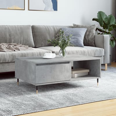 vidaXL - Salontafel - 90x60x35 - cm - bewerkt - hout - betongrijs