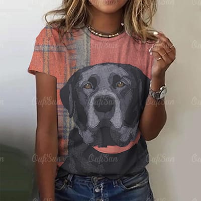 T-shirt d'été pour femme T-shirt pour femme 3D imprimé animal à manches courtes Hip Hop mode couple ample style urbain motif chien drôle 6XL brown